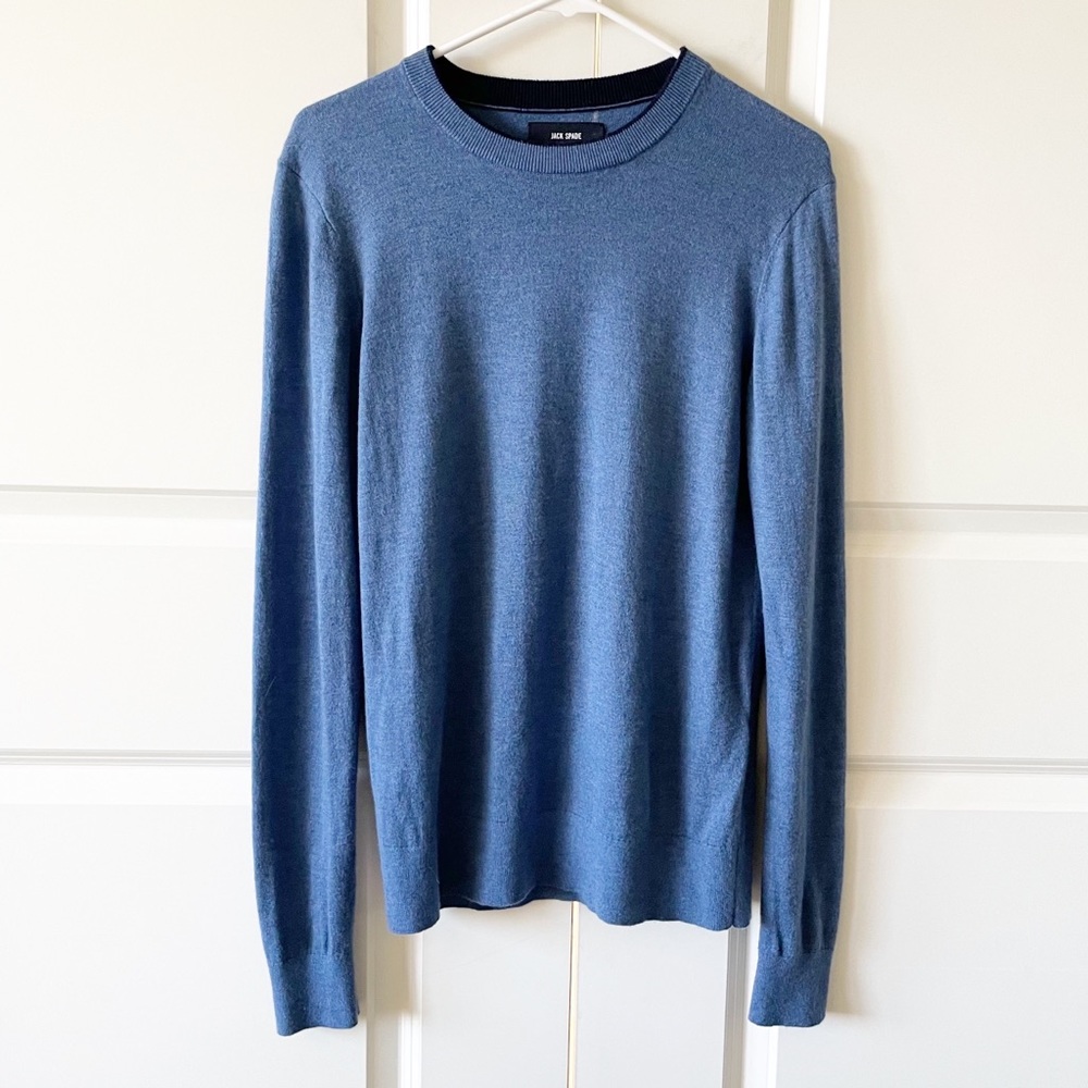 Jack Spade New York Wool Blend Crew Neck Blue Knit Sweater Size Small